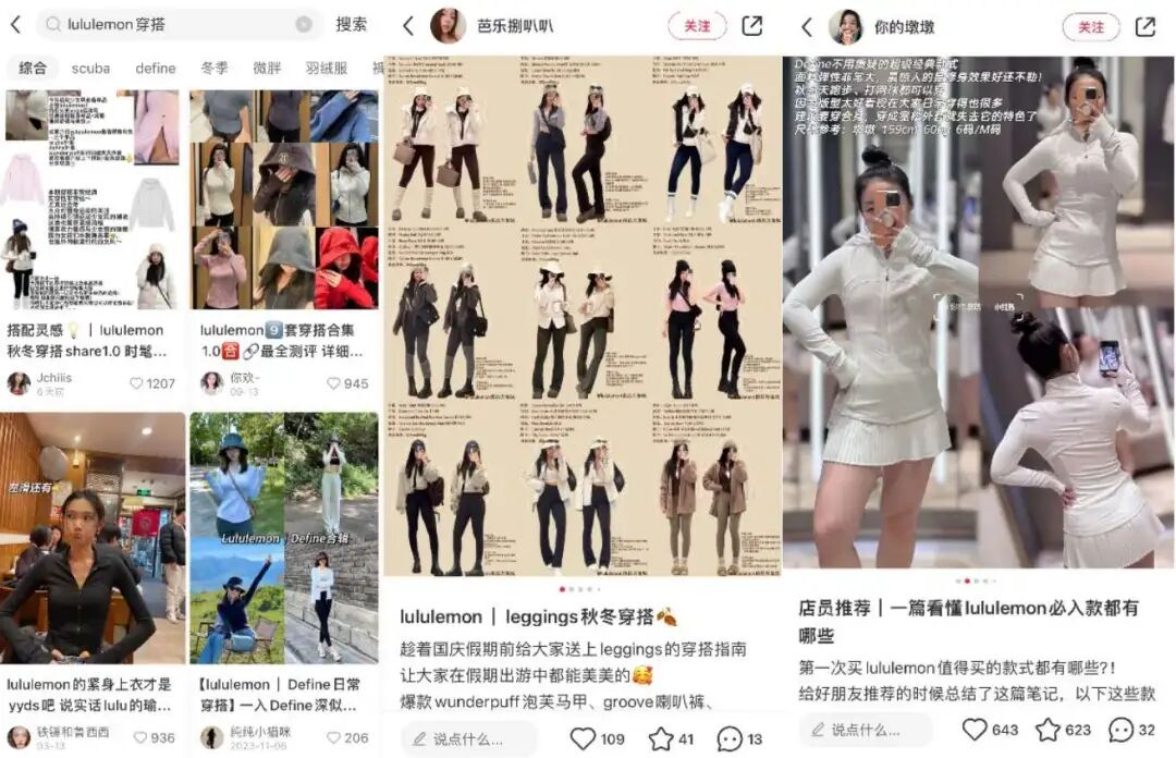 图5 小红书Lululemon话题相关内容