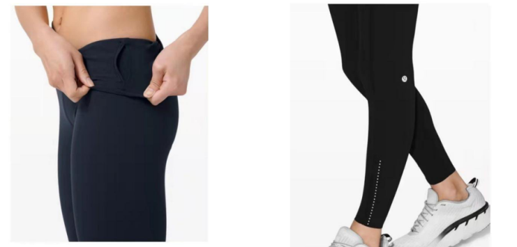 图3 Lululemon的隐形口袋和反光条设计